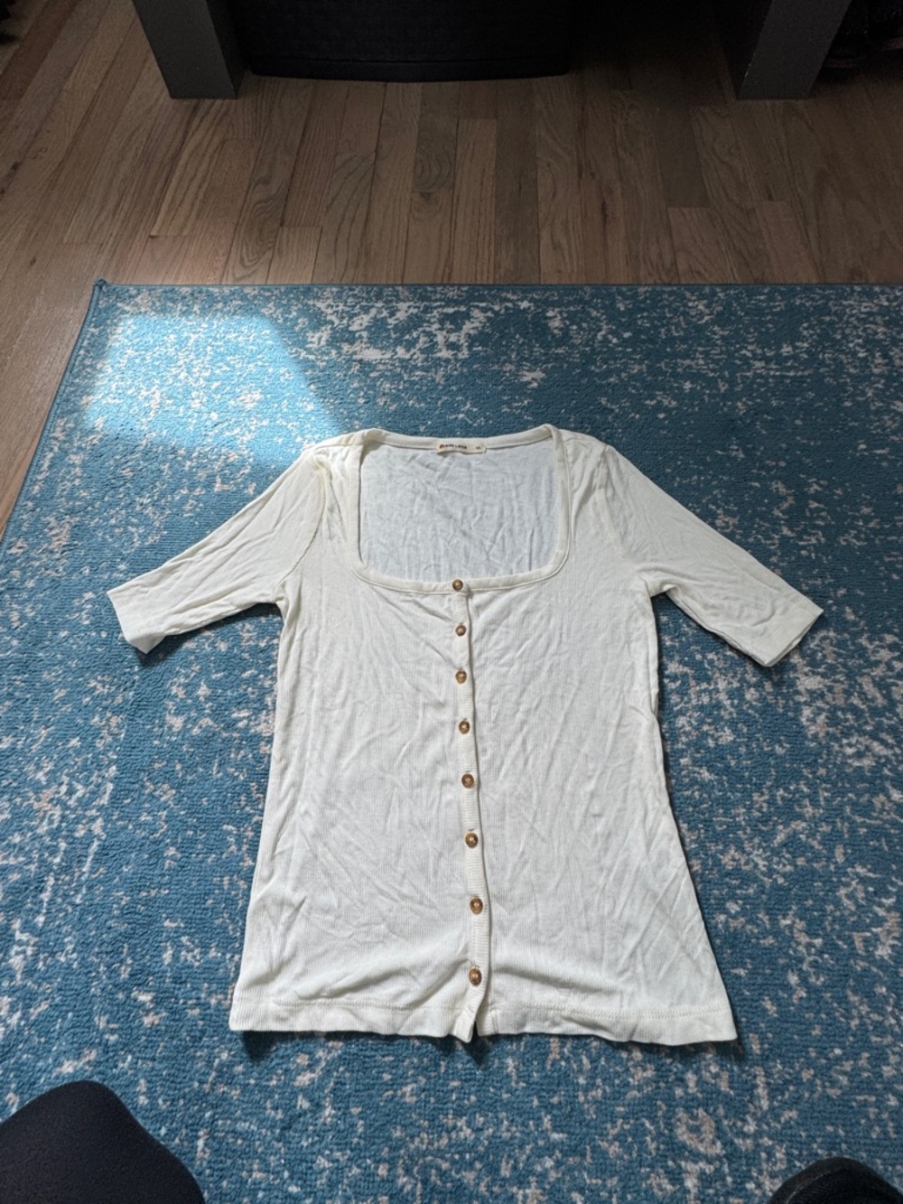 Marine Layer Cream Square-Neck Button-Front Top